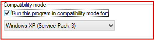 Check Box Run in Compatibility Mode